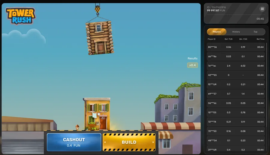First floor landed at the minimum, Cashout 0.4 Fun and a log